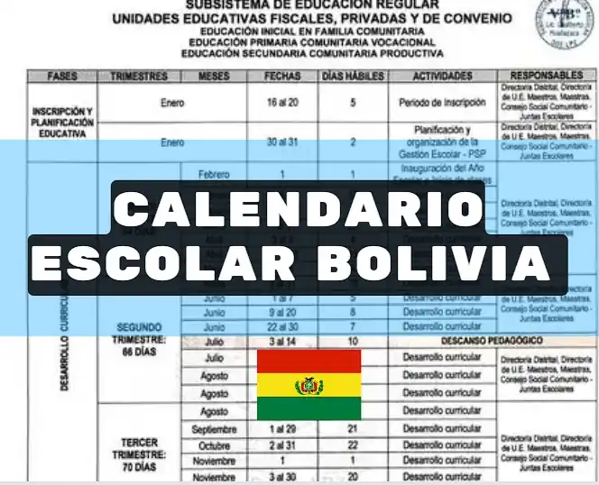 CALENDARIO ESCOLAR 2024 BOLIVIA Ministerio de Educación