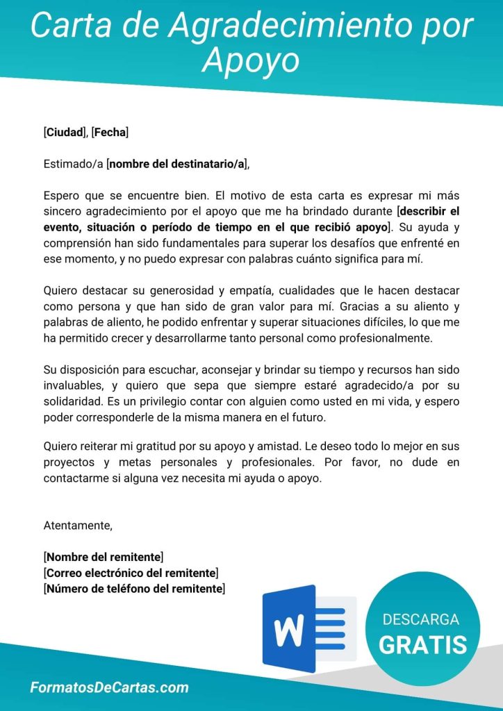 Modelo De Carta De Agradecimiento Por Colaboración 2024