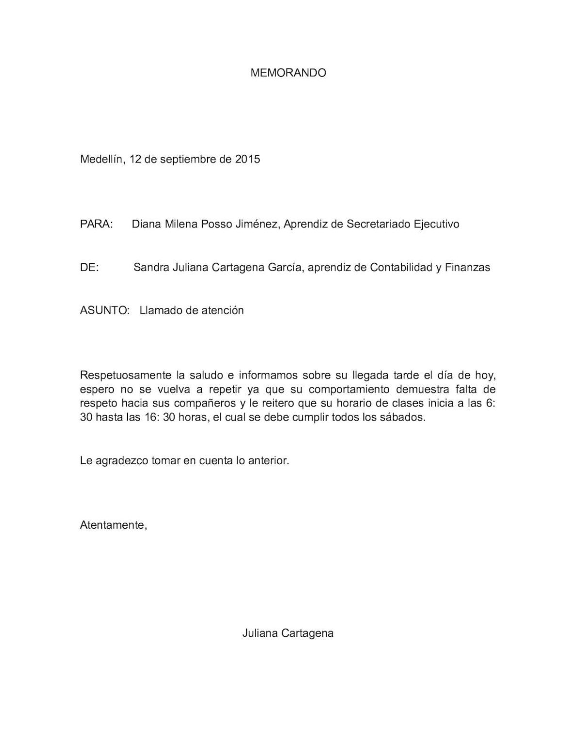 Memorandum De Llamada De Atencion Por Falta De Respeto