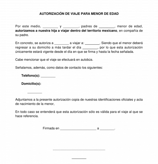 Modelo De Carta De Permiso Para Viajar Con Hijos 2024 3934