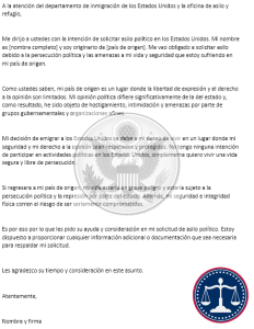 Modelo De Carta De Solicitud De Asilo Político En Estados Unidos 2024