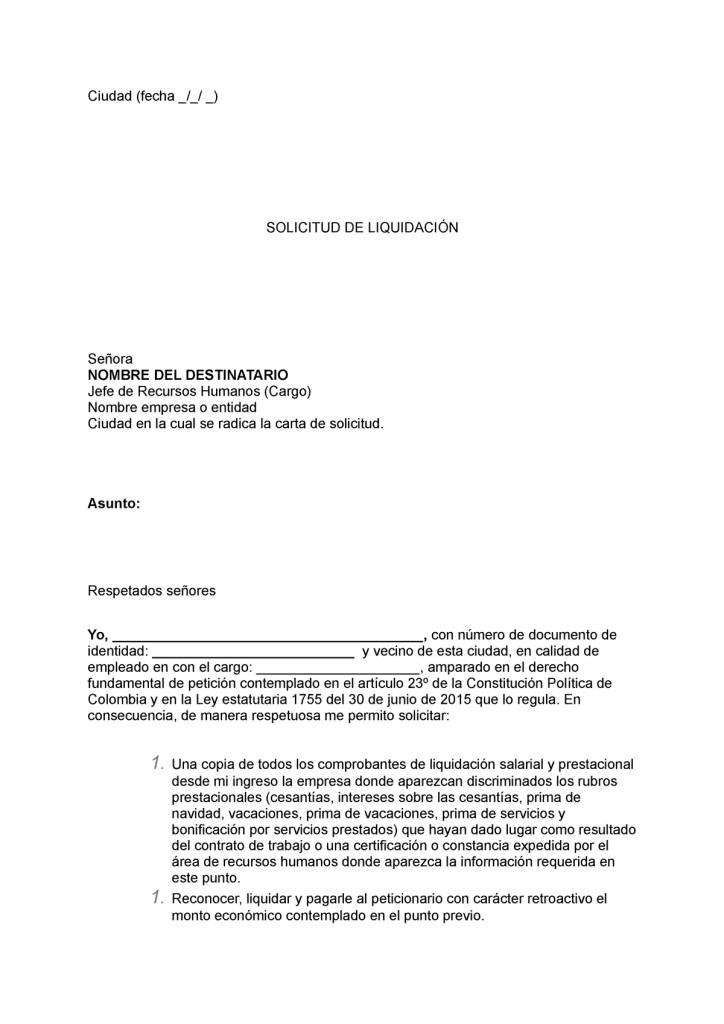 Modelo De Carta Para Solicitar Liquidación Laboral Colombia 2025 1432