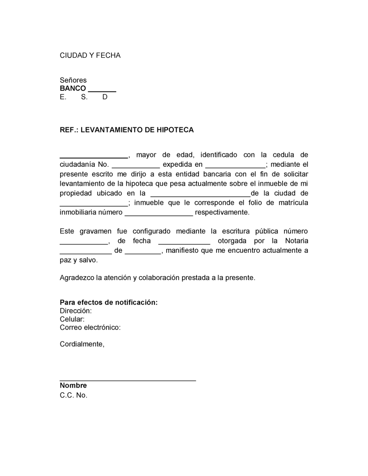 Modelo de carta de denuncia 2025