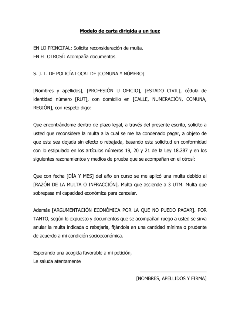 Modelo de carta de solicitud de pago 2025