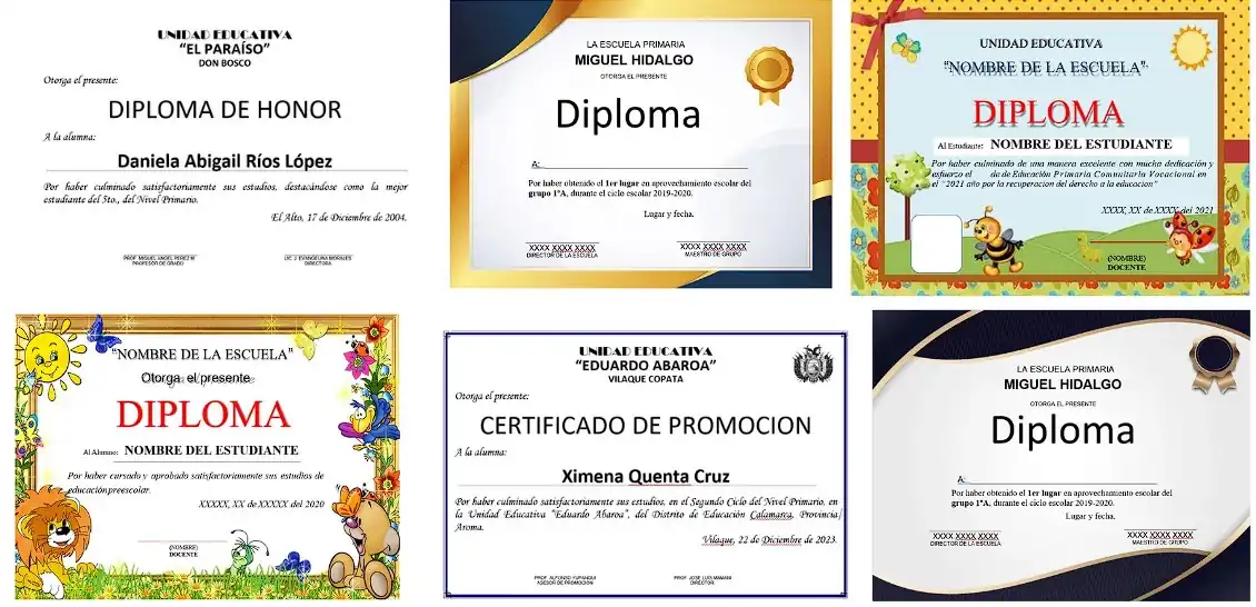 diplomas de honor para editar en word